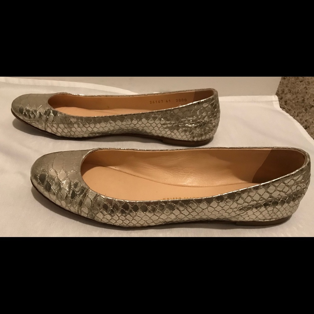 Giuseppe Zinotti Silver snake embossed flats